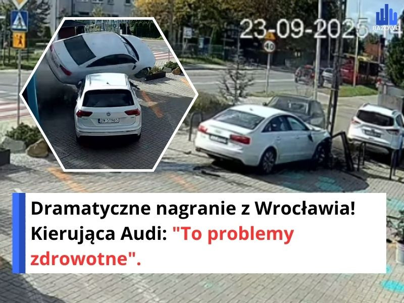 Dramatyczne nagranie z Wrocławia! Kierująca Audi: "To problemy zdrowotne".